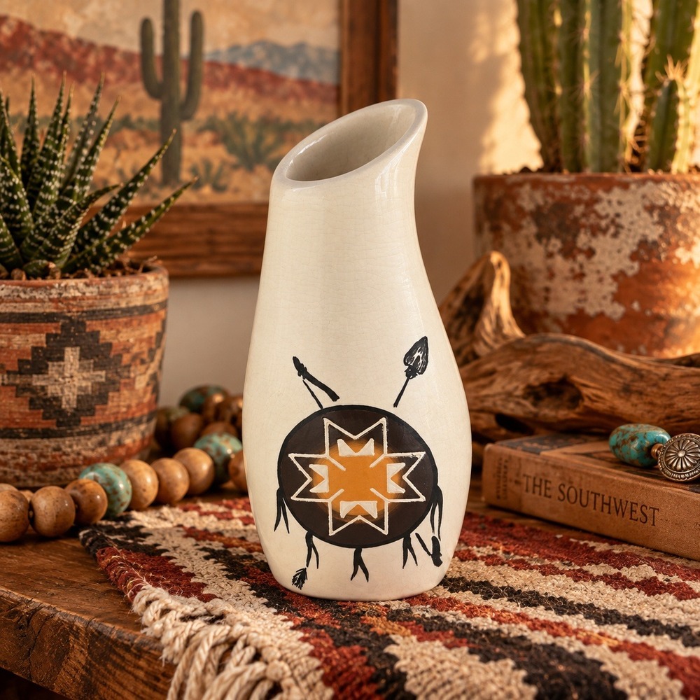 Vintage Al Blacktail Deer Oglala Lakota Sioux Pottery Vase Rapid City SD